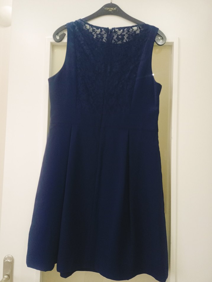 Lacivert Drapeli Kolsuz Midi Elbise - Görsel 2