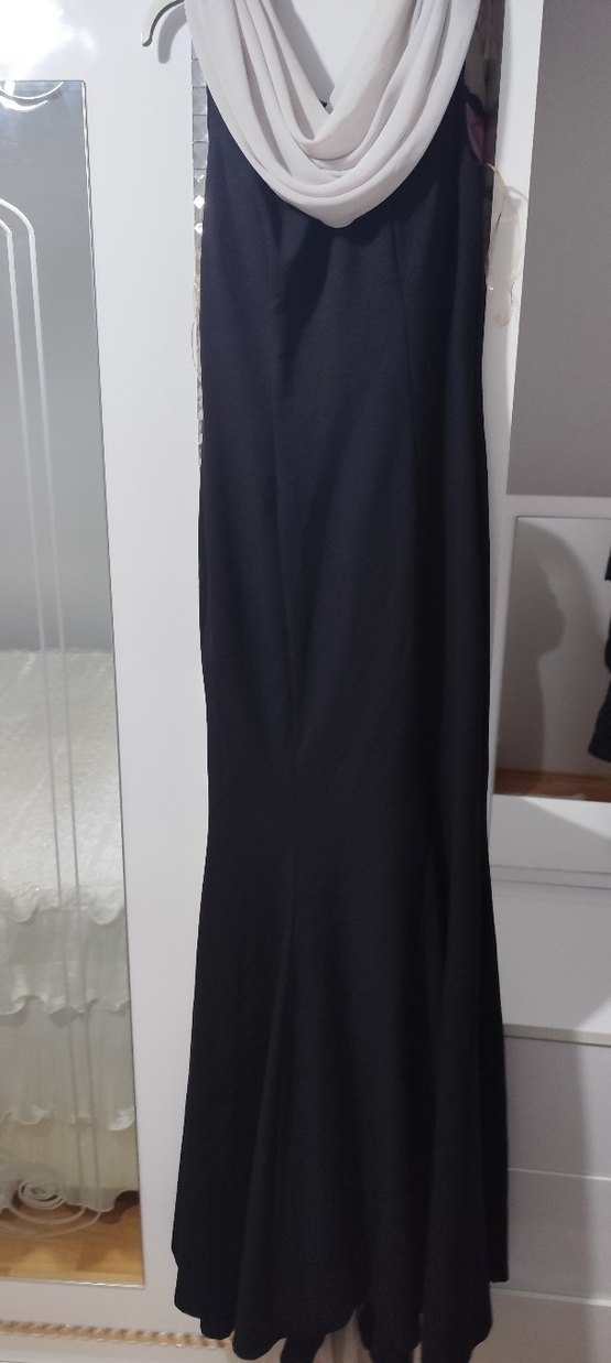 Drapeli Uzun Siyah ve Gri Hamile Eteği - Görsel 5