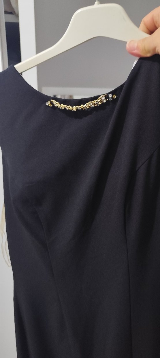 Drapeli Uzun Siyah ve Gri Hamile Eteği - Görsel 4