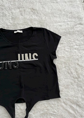 Kız Çocuk Siyah Payetli Kısa Kollu Tişört - Görsel 2