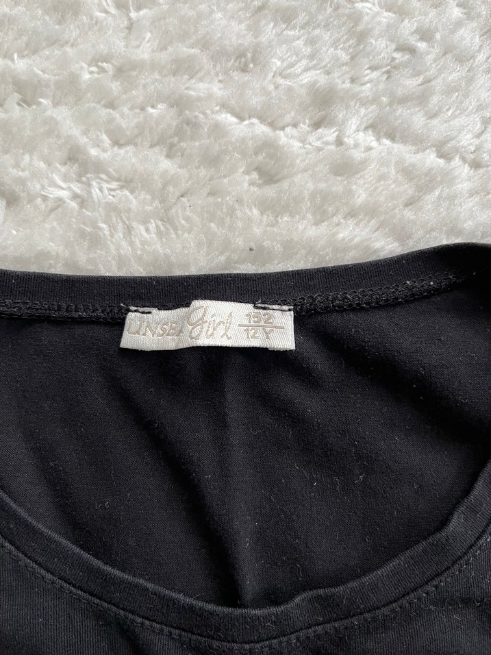 Kız Çocuk Siyah Payetli Kısa Kollu Tişört - Görsel 4