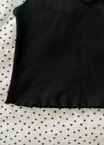 Siyah V Yaka Crop - Görsel 4