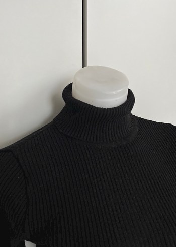 Siyah Kadın Boğazlı İnce Triko Kazak - Görsel 3