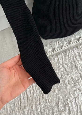 Siyah Kadın Boğazlı İnce Triko Kazak - Görsel 4