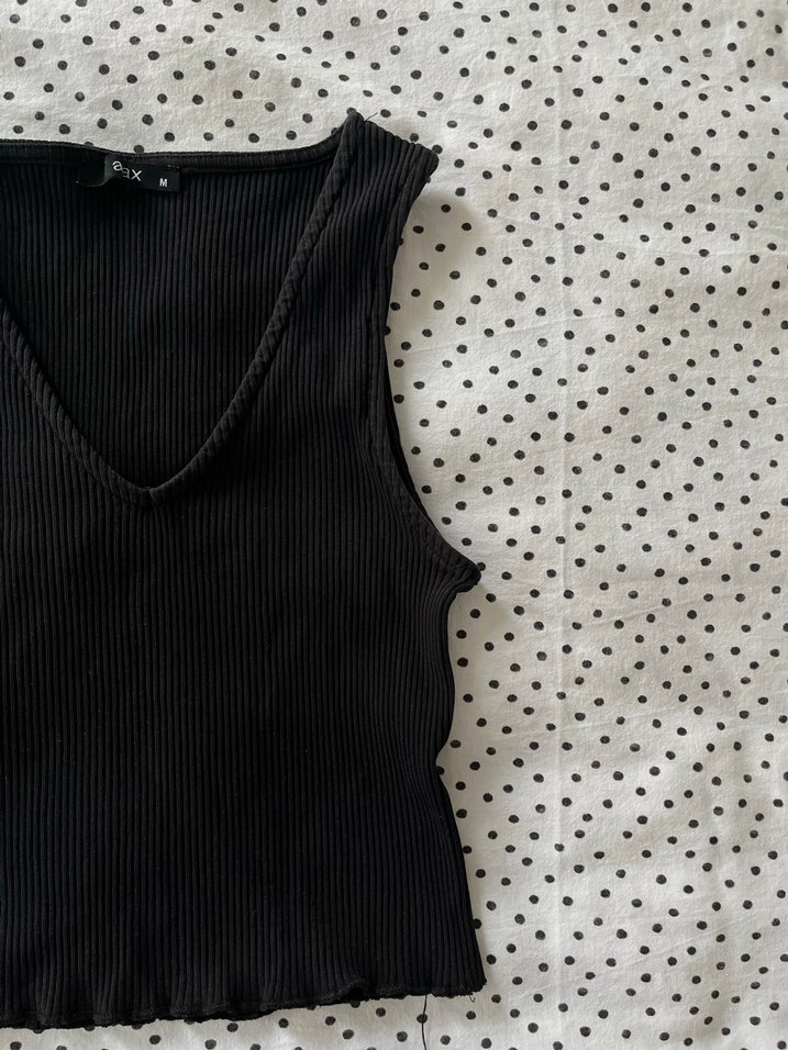 Siyah V Yaka Kadın Bluz - Görsel 3