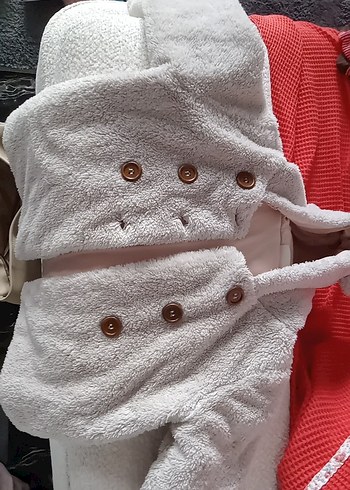 Düğmeli Beyaz Midi Kadife Ceket - Görsel 2