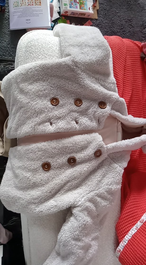 Düğmeli Beyaz Midi Kadife Ceket - Görsel 2