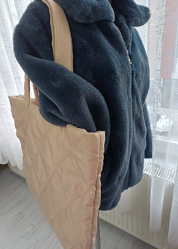 Bej Kadın Günlük Fermuarlı Omuz Çantası - Görsel 2