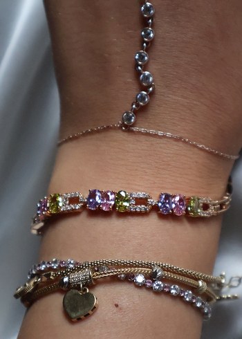 Renkli Taşlı Zincir Detaylı Kadın Bileklik - Görsel 3