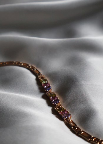 Renkli Taşlı Zincir Detaylı Kadın Bileklik - Görsel 6