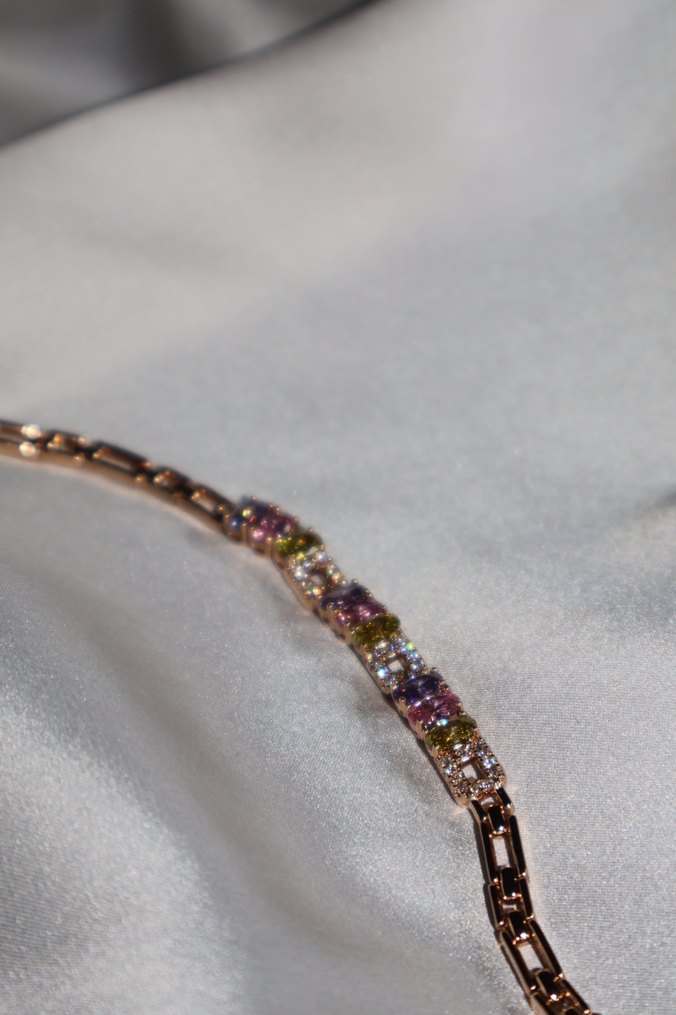 Renkli Taşlı Zincir Detaylı Kadın Bileklik - Görsel 2