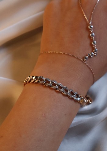 Zincir Detaylı Bronz Altın Renk Bileklik - Görsel 3