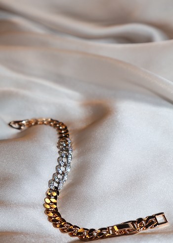 Zincir Detaylı Bronz Altın Renk Bileklik - Görsel 2