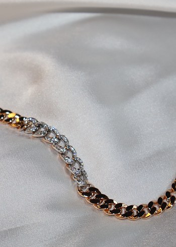 Zincir Detaylı Bronz Altın Renk Bileklik - Görsel 4