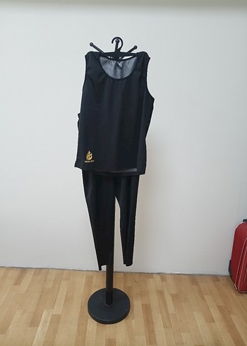 Siyah Atletik Kolsuz Kadın sauna termal elbise - Görsel 5