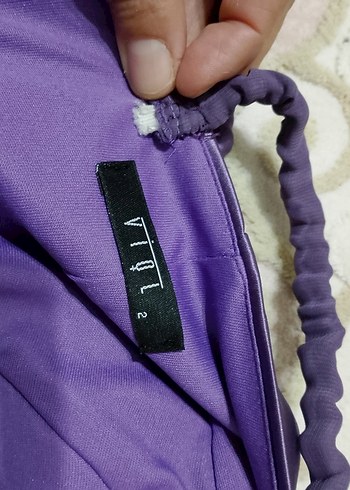 Mor Drapeli Uzun Abiye Elbise - Görsel 4