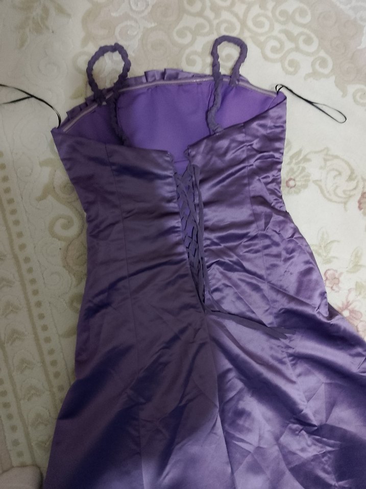 Mor Drapeli Uzun Abiye Elbise - Görsel 3