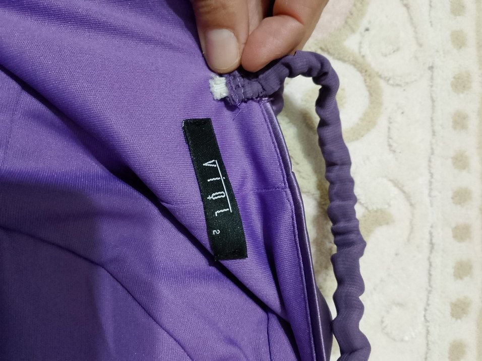 Mor Drapeli Uzun Abiye Elbise - Görsel 4