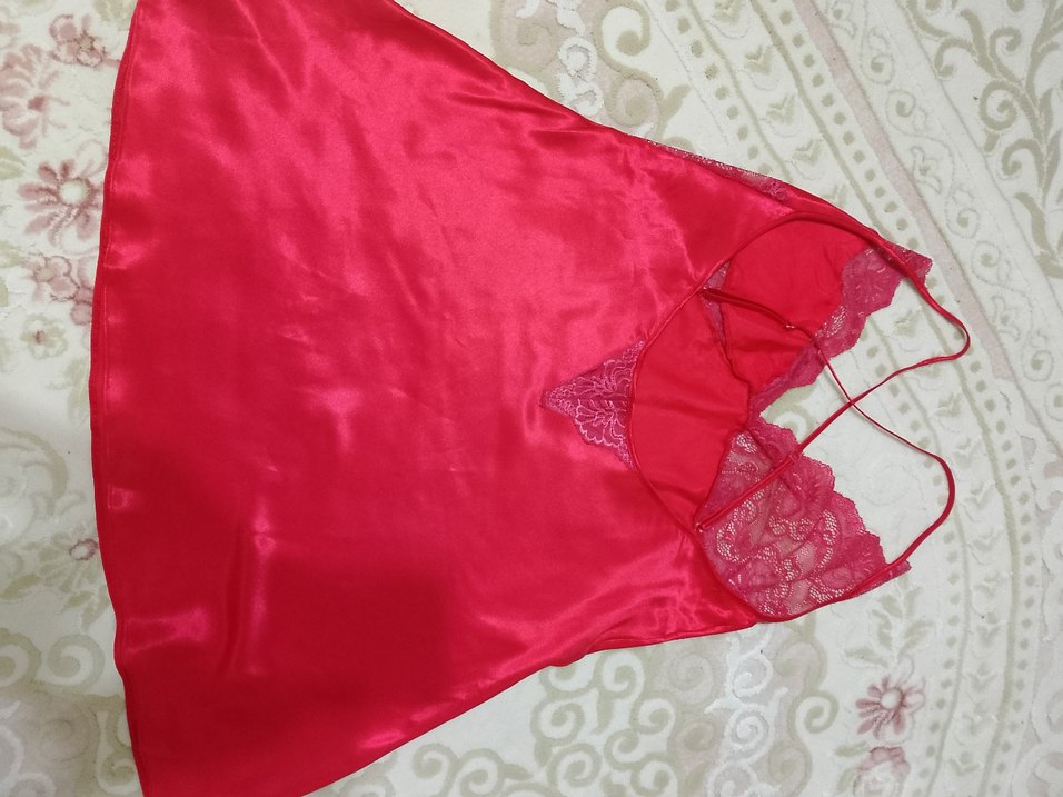 Pembe İnce Askılı Midi Saten Gecelik - Görsel 2