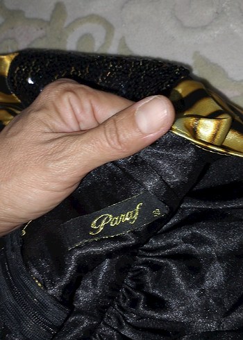 Parlak Altın Desenli Uzun Bohem Elbise - Görsel 6