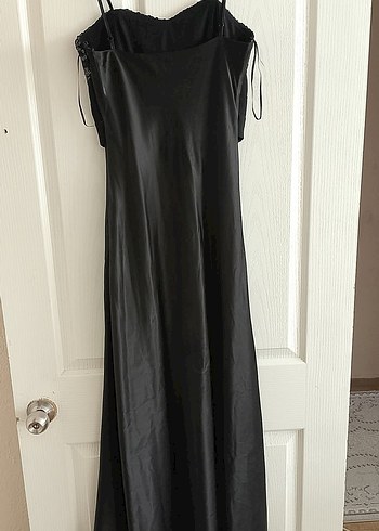 Uzun Siyah Straplez Gotik Abiye Elbise - Görsel 2