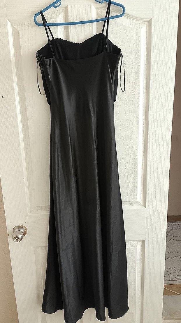 Uzun Siyah Straplez Gotik Abiye Elbise - Görsel 2