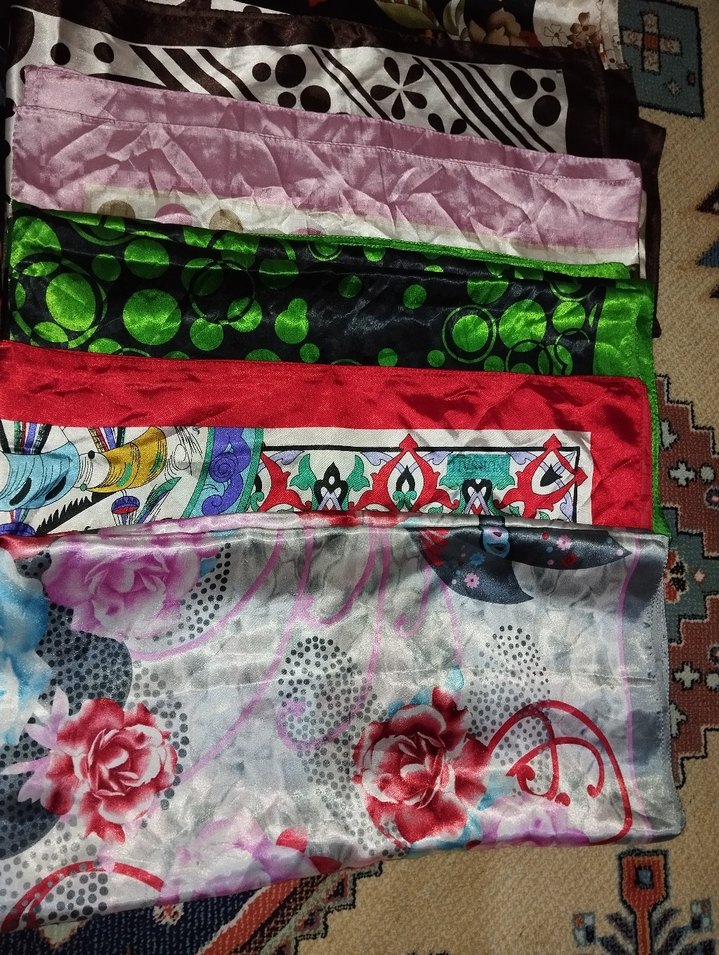 Parlak Çok Renkli Pliseli Bohem Kadın Fular - Görsel 3