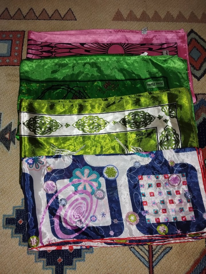 Parlak Çok Renkli Pliseli Bohem Kadın Fular - Görsel 2