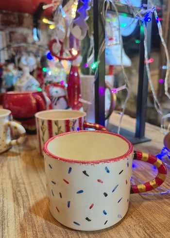 Renkli Yıldız Desenli Seramik Kupa - Görsel 2