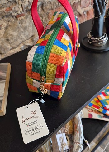 Renkli Baskılı Fermuarlı Kadın Makyaj Çantası - Görsel 3