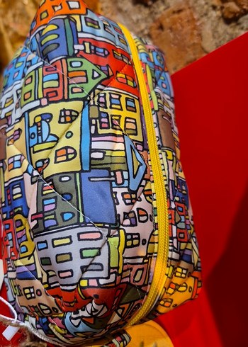 Renkli Baskılı Fermuarlı Kadın Makyaj Çantası - Görsel 2