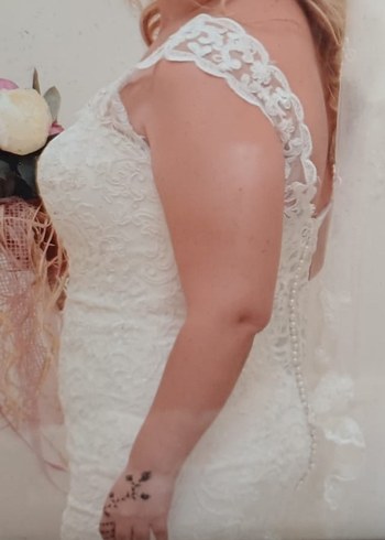 Straplez Beyaz Uzun Balık Gelinlik - Görsel 2