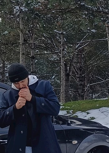 Erkek Lacivert Kemerli Kaban - Görsel 2