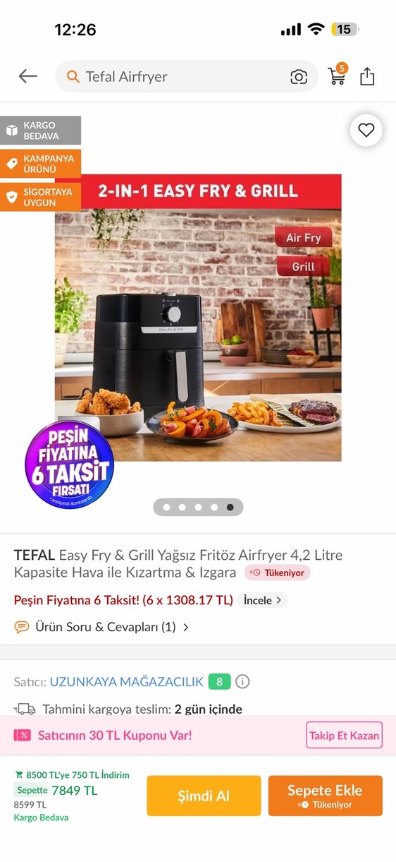 Tefal Easy Fry & Grill Yağsız Fritöz 4,2 Litre Siyah - Görsel 3