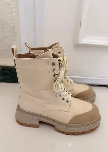 Bej Kadın Blok Topuklu Minimalist Bot - Görsel 2