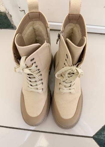 Bej Kadın Blok Topuklu Minimalist Bot - Görsel 4