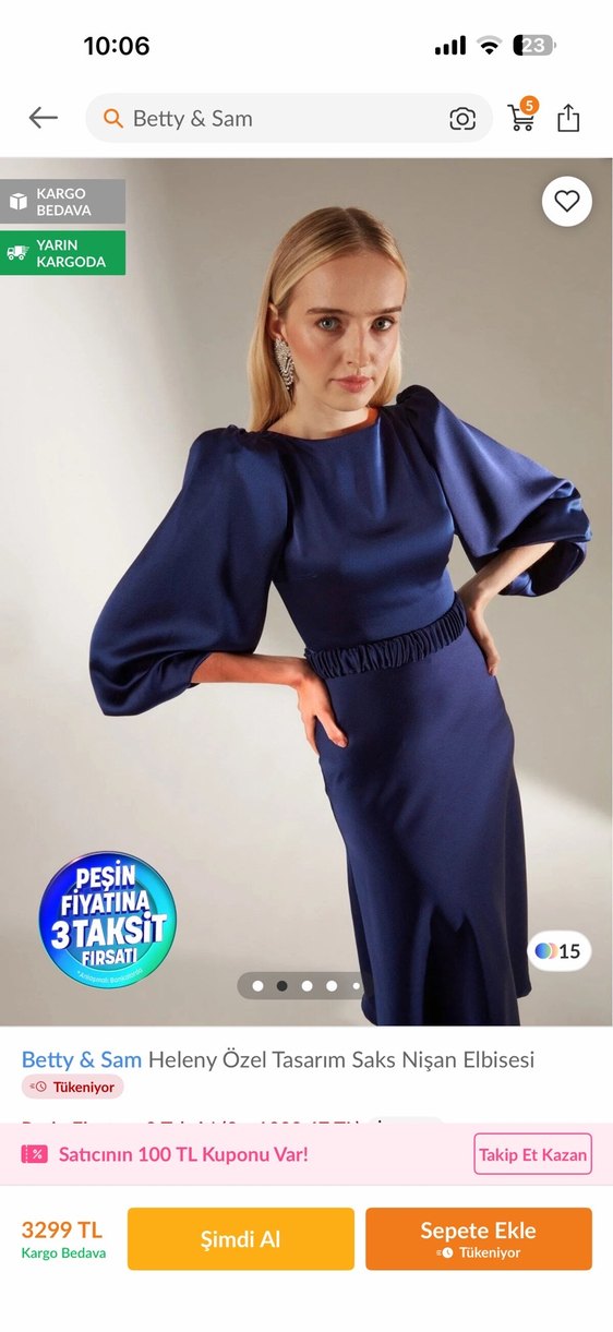 Betty & Sam Helény Uzun Lacivert Elbise - Görsel 2