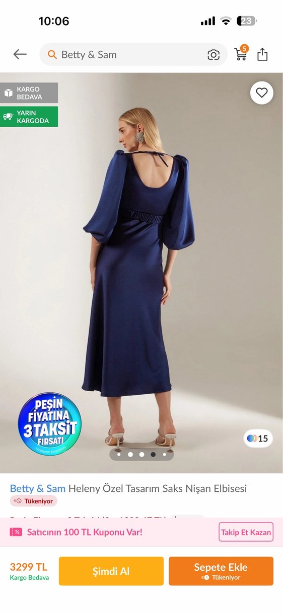 Betty & Sam Helény Uzun Lacivert Elbise - Görsel 3