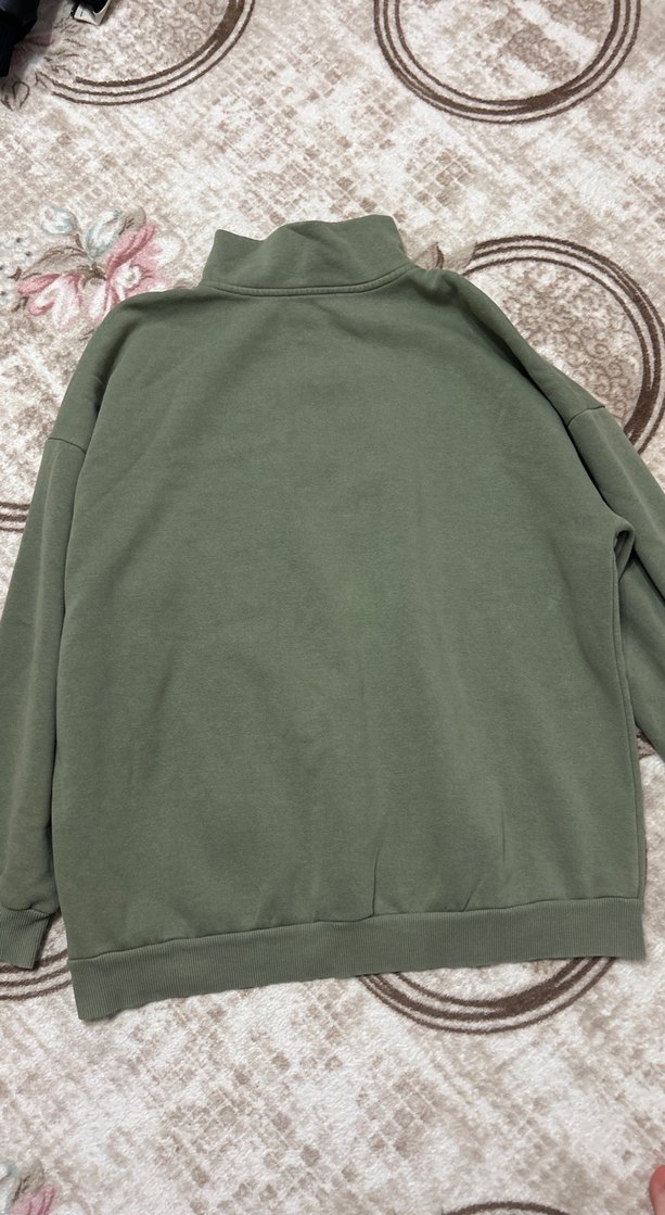 Yarım Fermuarlı Yeşil Kadın Sweatshirt - Görsel 2
