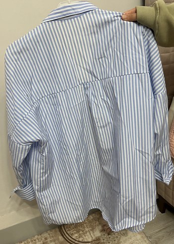 Mavi Çizgili Kadın Uzun Kollu Gömlek - Görsel 2