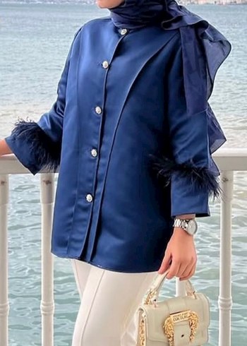 Tafta otrişli saten ceket sıfır - Görsel 2