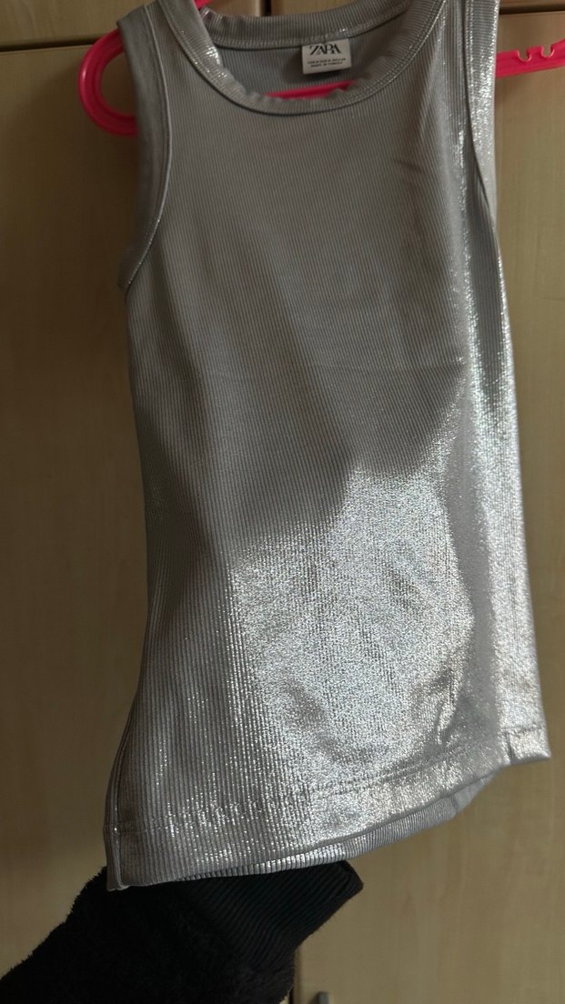 kadın Gri Parlak Kolsuz Üst - Görsel 4