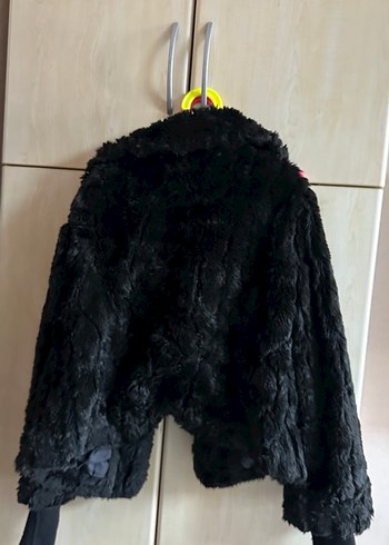 Siyah Kadın Kürk Detaylı Midi Mont - Görsel 3