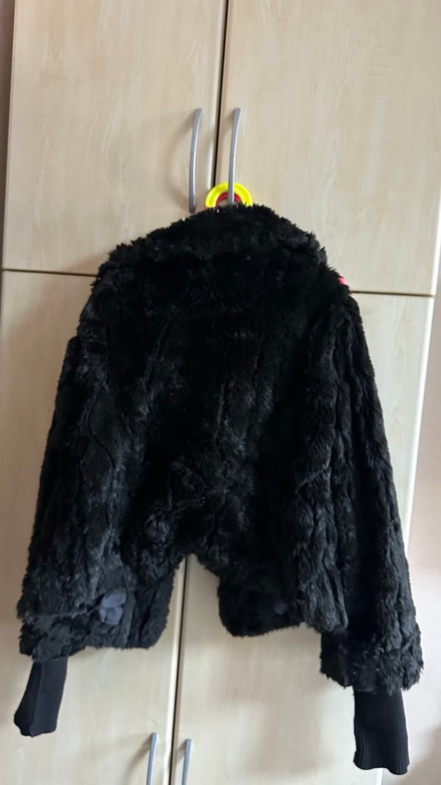 Siyah Kadın Kürk Detaylı Midi Mont - Görsel 3