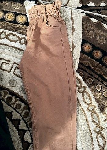 Kahverengi Lastikli Kadın Keten Pantolon - Görsel 2