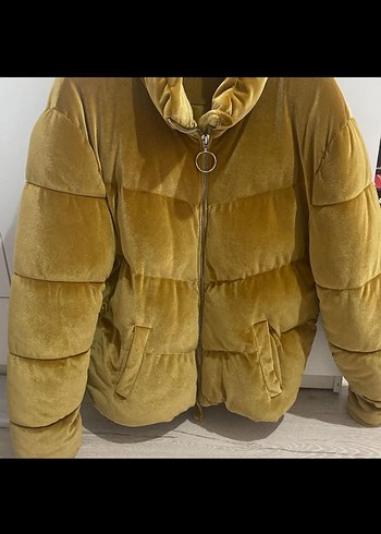 Bej Parlak Kadın Uzun Kollu Fermuarlı Ceket - Görsel 3