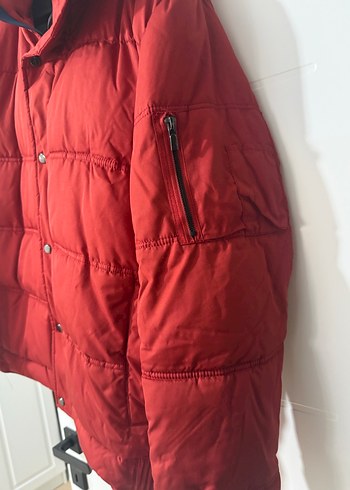 Koyu Kırmızı Erkek Düğmeli Midi Mont - Görsel 4