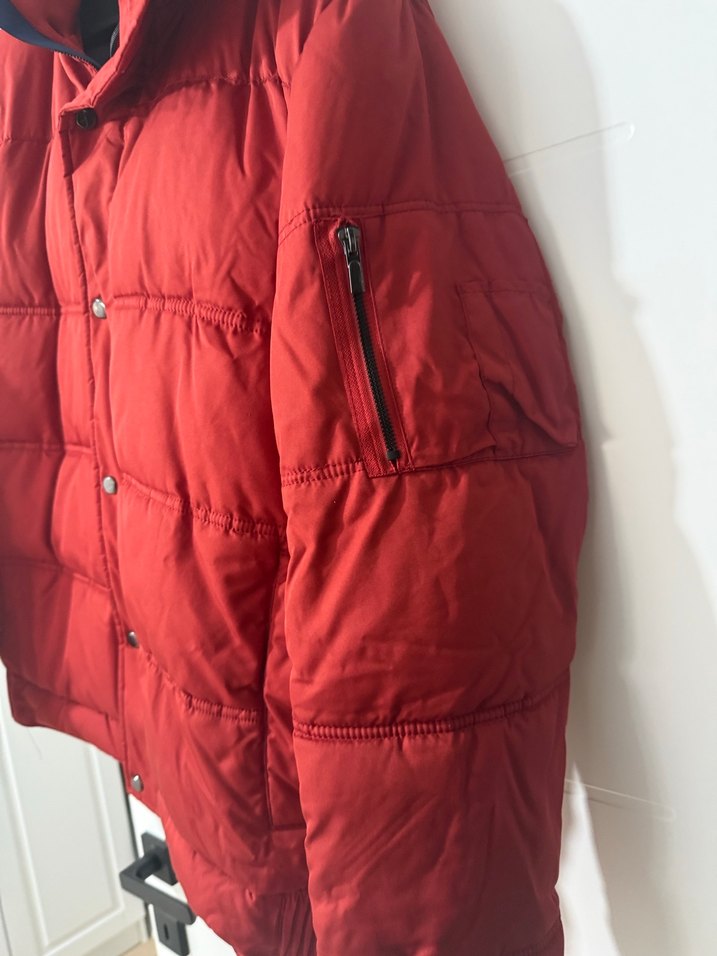 Koyu Kırmızı Erkek Düğmeli Midi Mont - Görsel 4