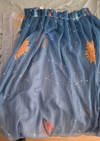 Bej ve Gri Tavan Lambası uzay temalı. ve perdesi - Görsel 5