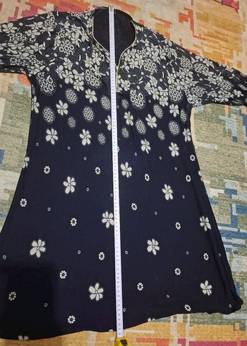 Mavi Bohem Uzun Kollu Bağlama Desenli Tunik - Görsel 5